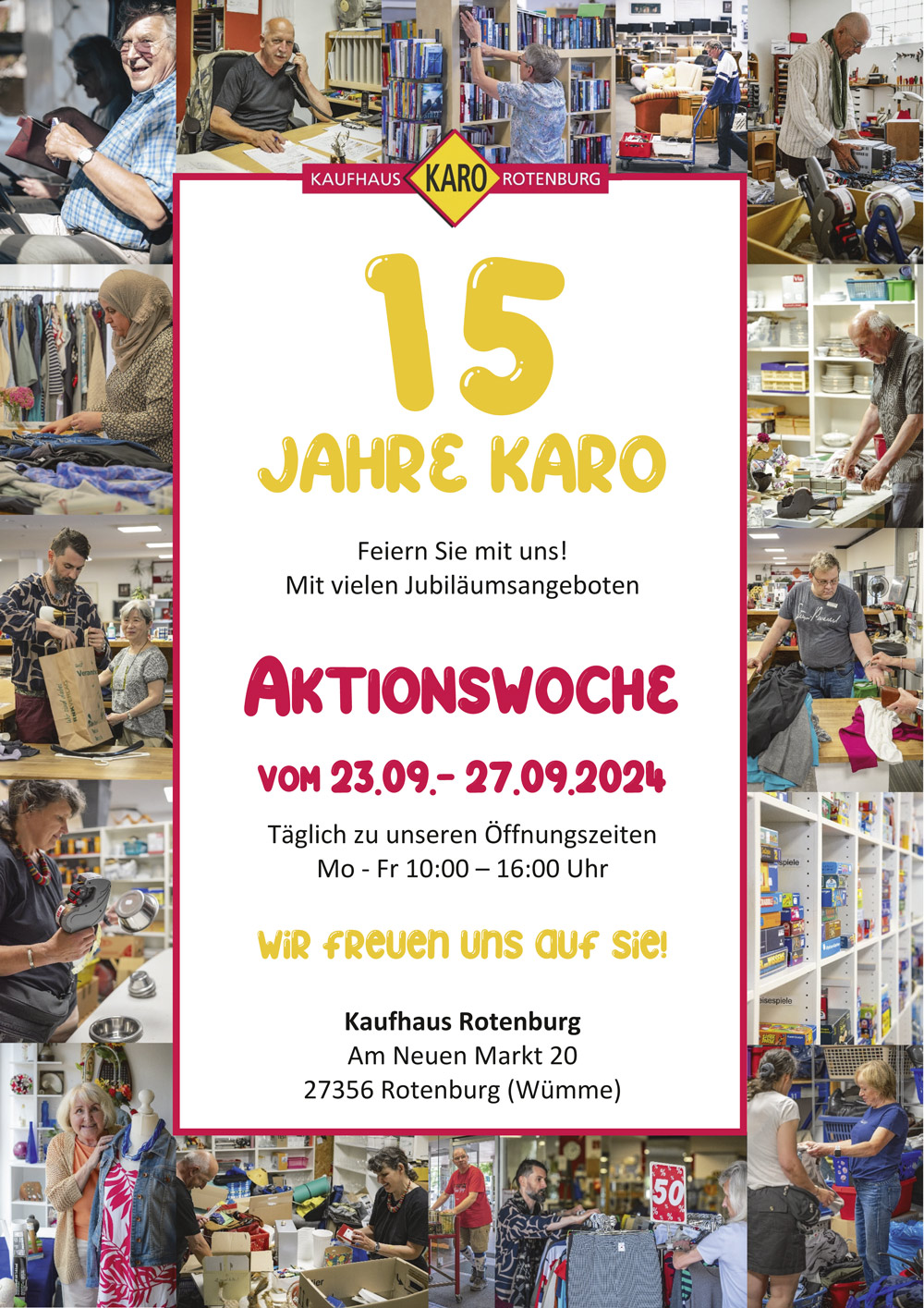 Plakat zum Jubiläum des Kaufhauses Karo in Rotenburg