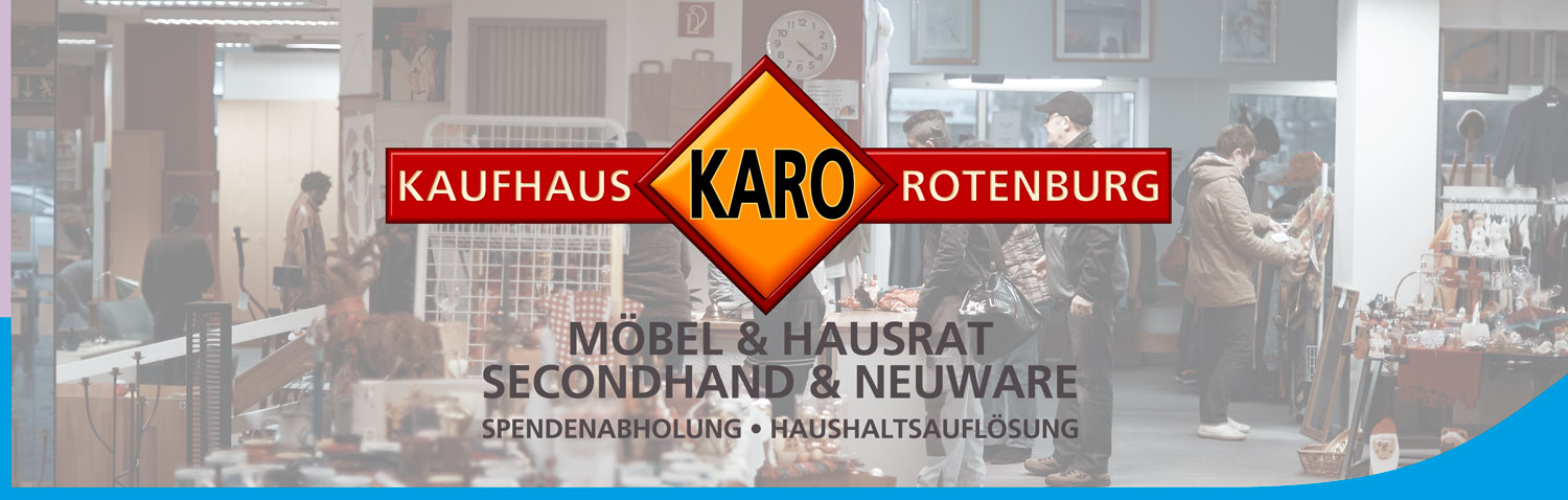 Bild des Kaufhaus Rotenburg mit dem Logo des Kaufhaus Rotenburg darüber. Möbel & Hausrat, Secondhand & Neuware. Spendenabholung und Haushaltsauflösung.